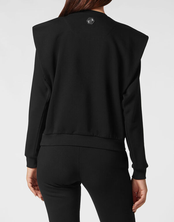 Padded Shoulder Sweatshirt Crystal