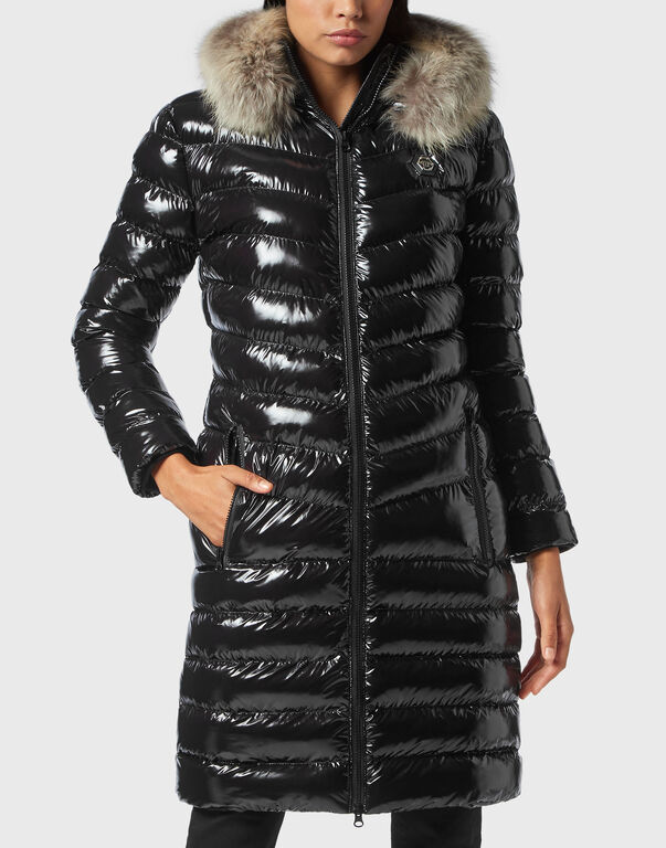 Nylon Long Down Jacket