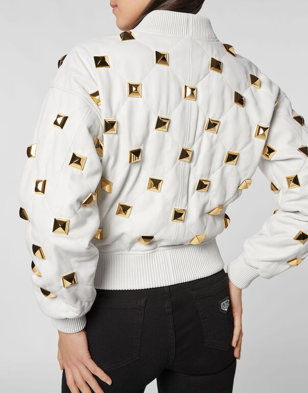 Leather Bomber Matelassè Studs