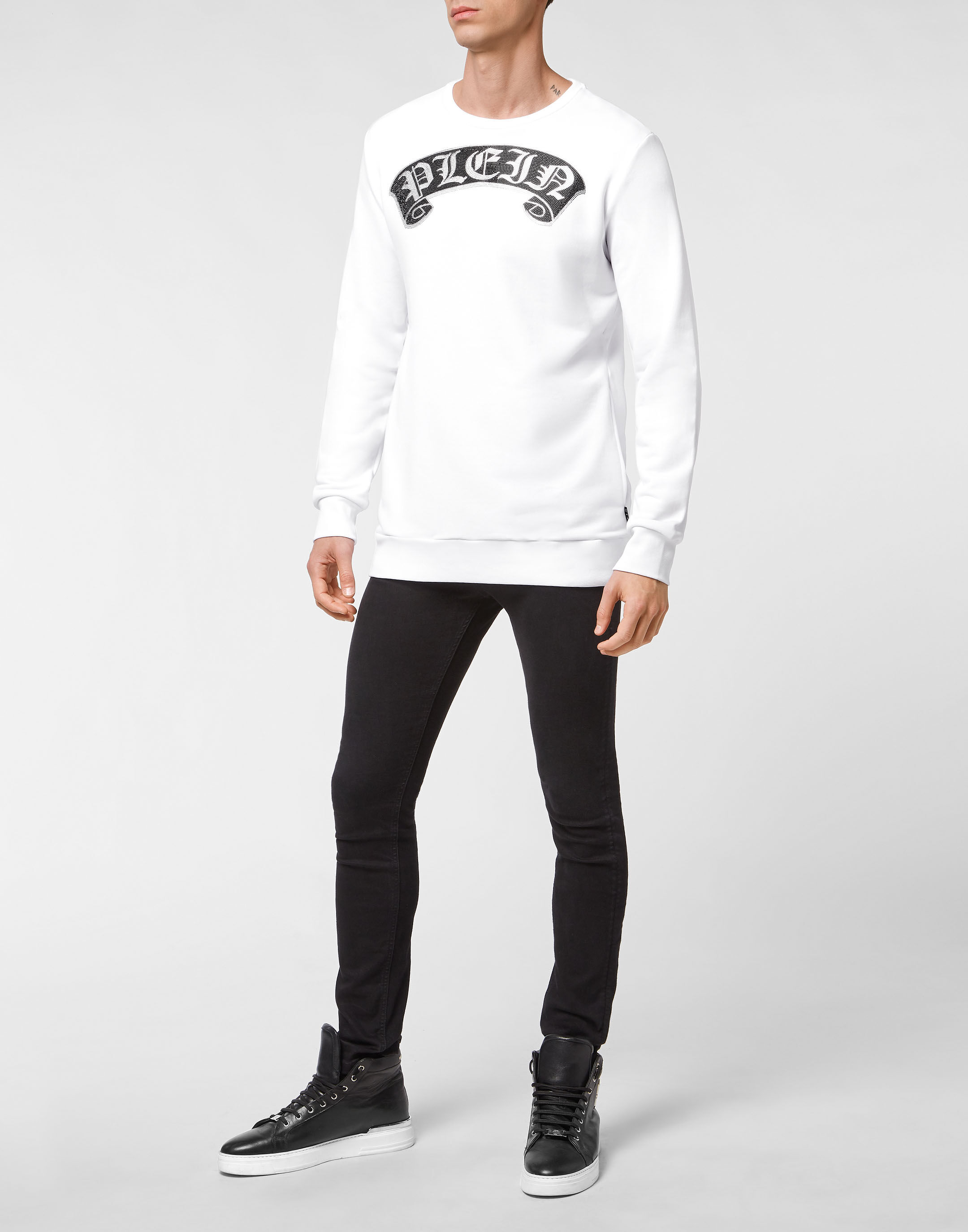 Guess college logo crew sweatshirt store
