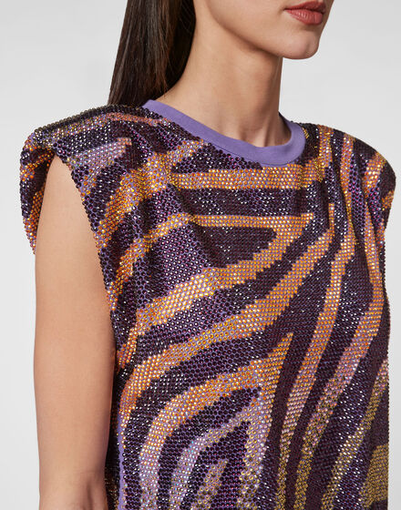 Sleeveless T-shirt with Crystals