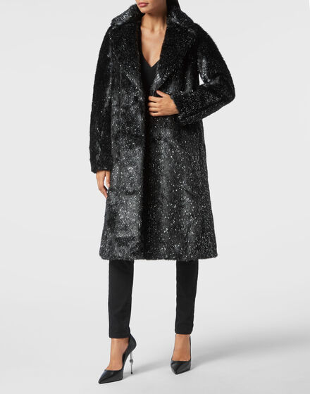 Eco Fur Long Coat Skull