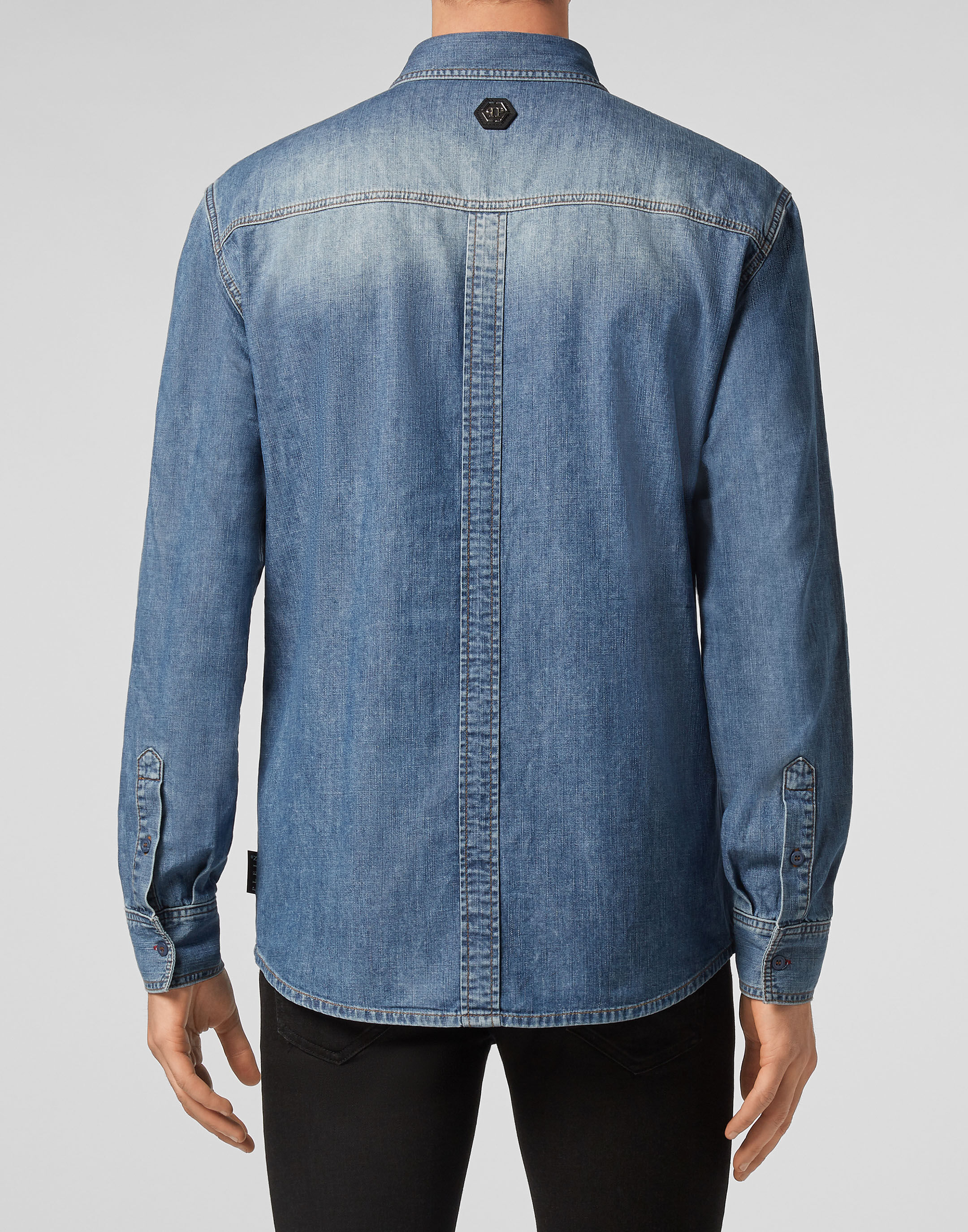 button back denim shirt