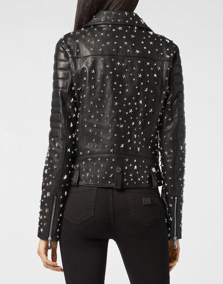 Leather Biker oversize stars Studs