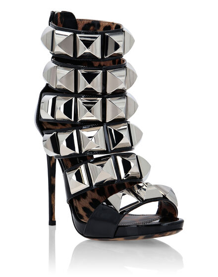 Patent Leather Sandals High Heels Studs