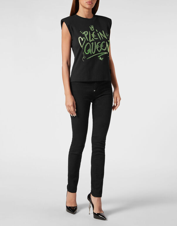Sleeveless T-Shirt Sexy Pure with Crystals