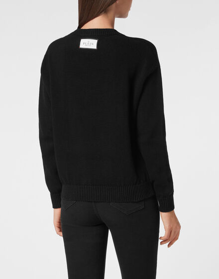 Knitted Pullover Round Neck Long-Sleeve Hexagon