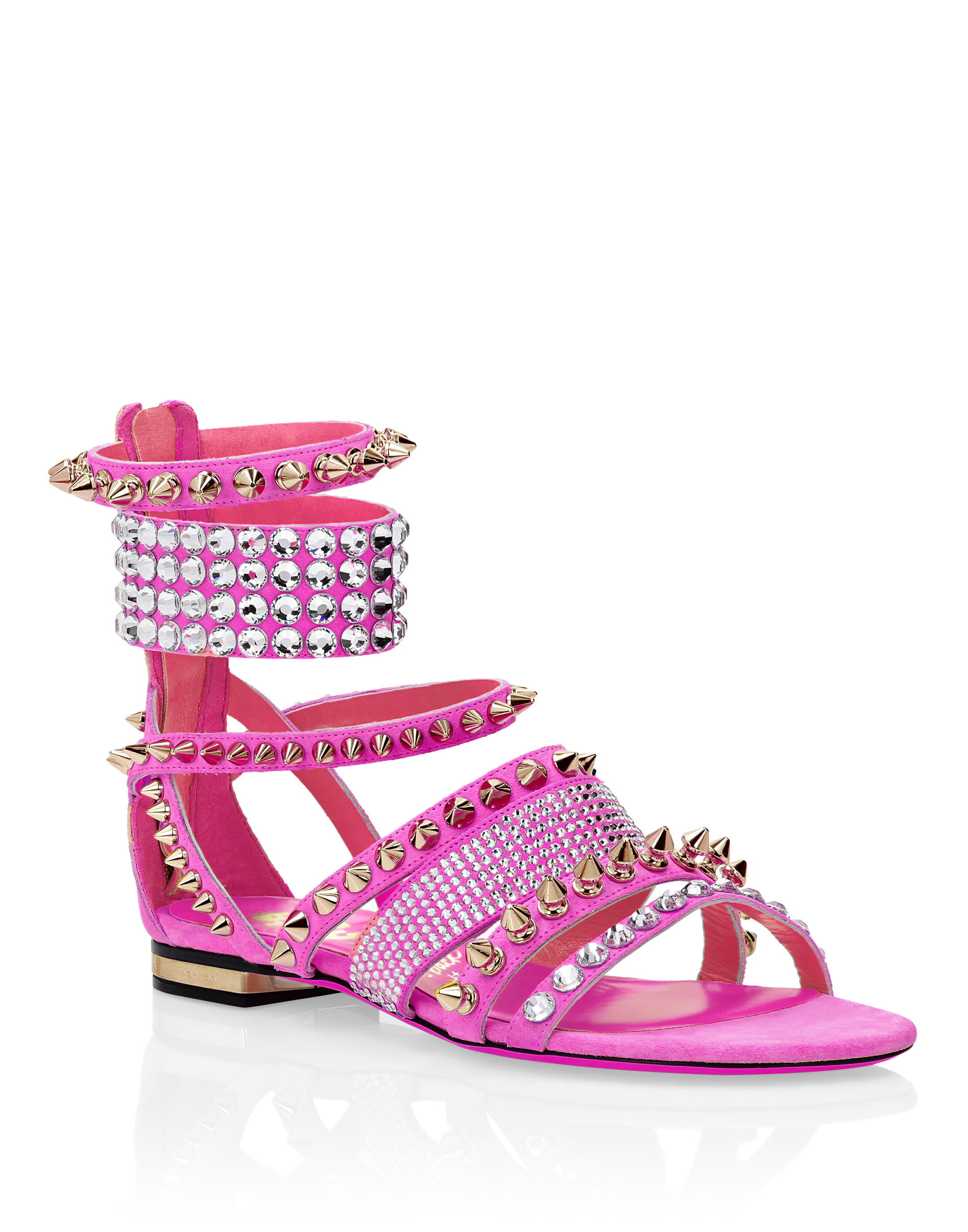 Suede Sandals Flat Studs Philipp Plein Outlet
