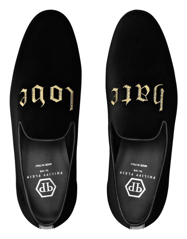 Velvet Loafers Embroidered