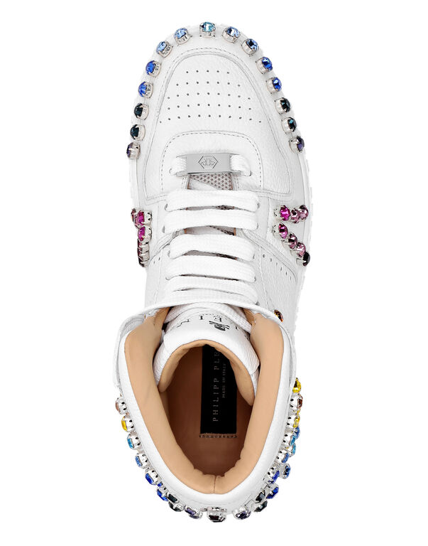 Leather Hi-Top Sneakers Crystal