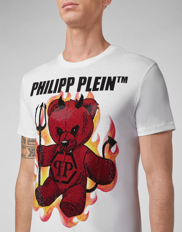 Philipp Plein T-Shirt - Ours en peluche - Gris Chiné av. Strass