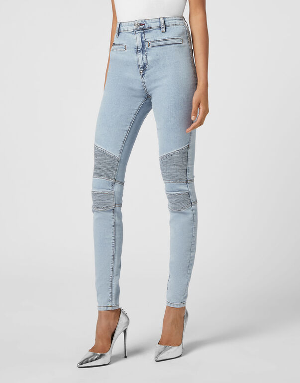 Denim  High Waist Biker Iconic Plein Denim  High Waist Biker Iconic Plein
