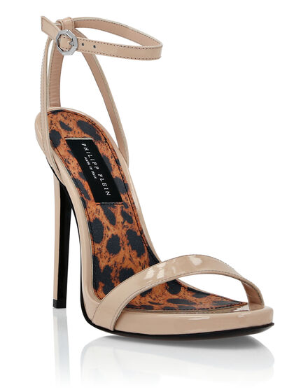 Patent Leather Sandals High Heels Leopard