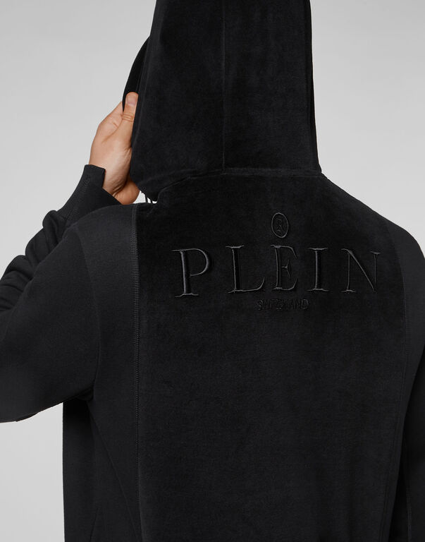 Velvet Hoodie Sweatjacket and jersey detail Philipp Plein TM