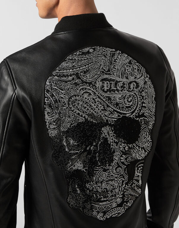 Leather Bomber Paisley Stones