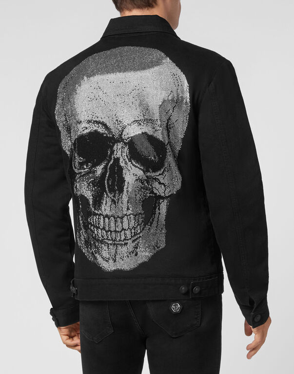 Denim Jacket Skull with Crystals