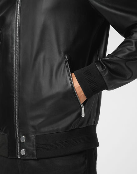 Leather Bomber LS Iconic Plein