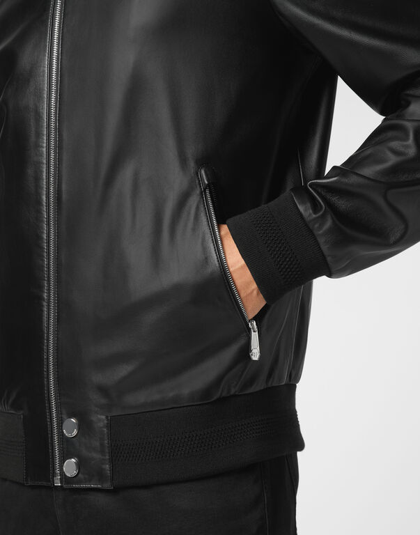 Leather Bomber LS Iconic Plein