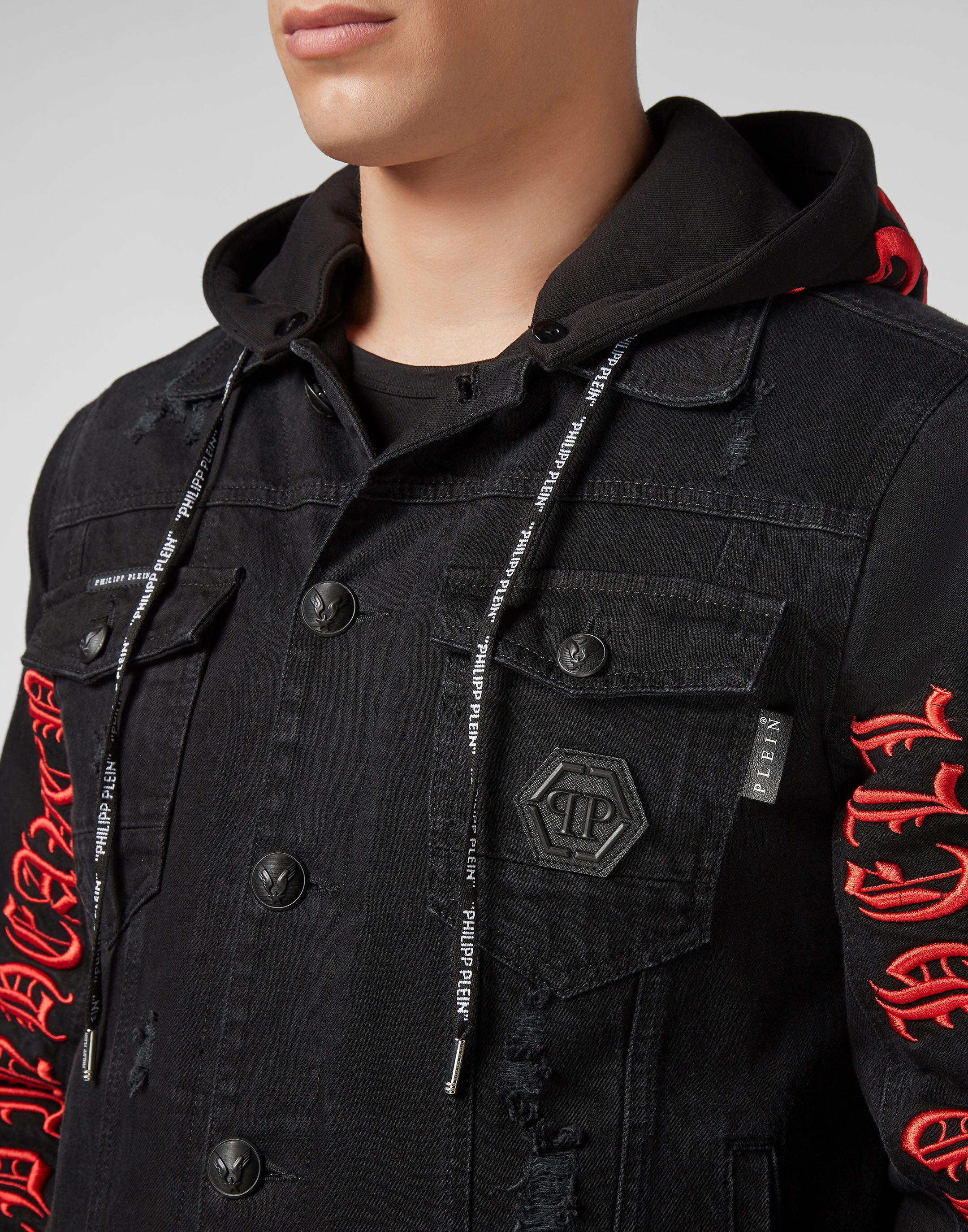 Goth jean jacket top