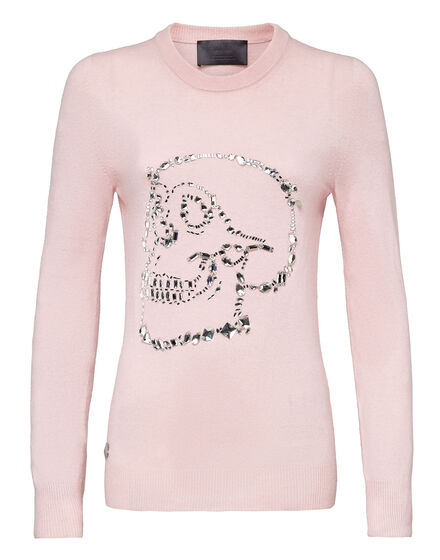 Pullover Round Neck LS Look At Me  Skull crystal