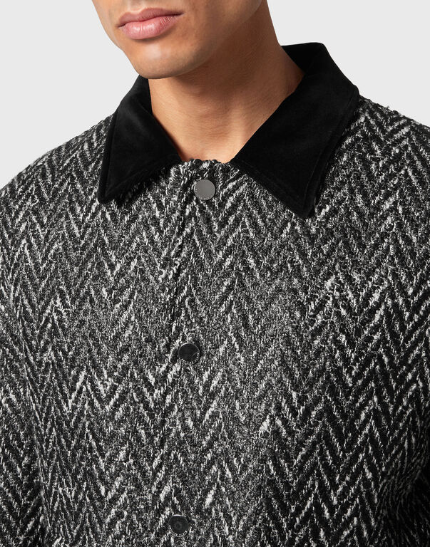 Chevron Collared Bomber Gothic Plein Chevron Collared Bomber Gothic Plein