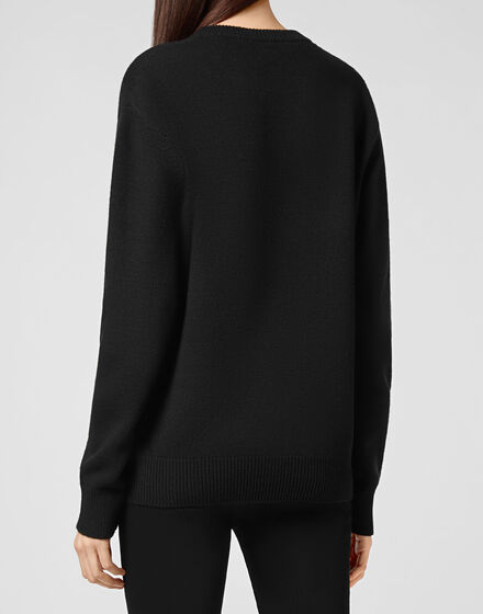 Pullover Round Neck LS Intarsia Skull