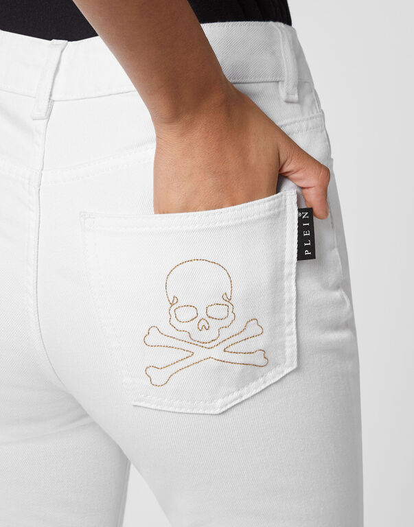 Denim High wasted flare Skull