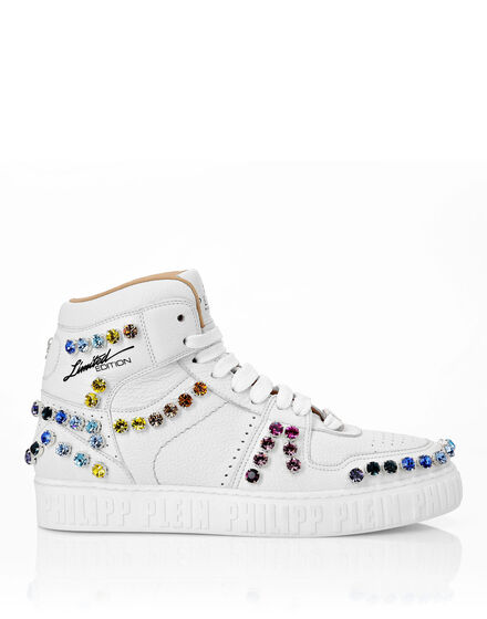 Leather Hi-Top Sneakers Crystal