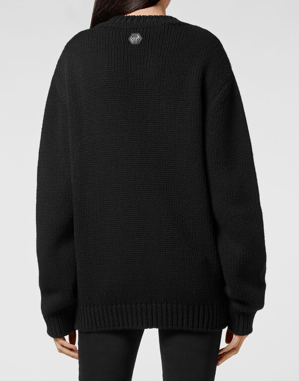 Wool Cotton Pullover Round Neck LS Tattoo Patches