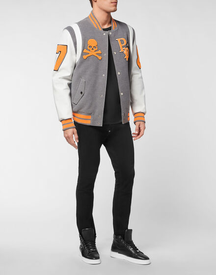College Jacket Deer Leather Sleeves Patches College Jacket Deer Leather Sleeves Patches