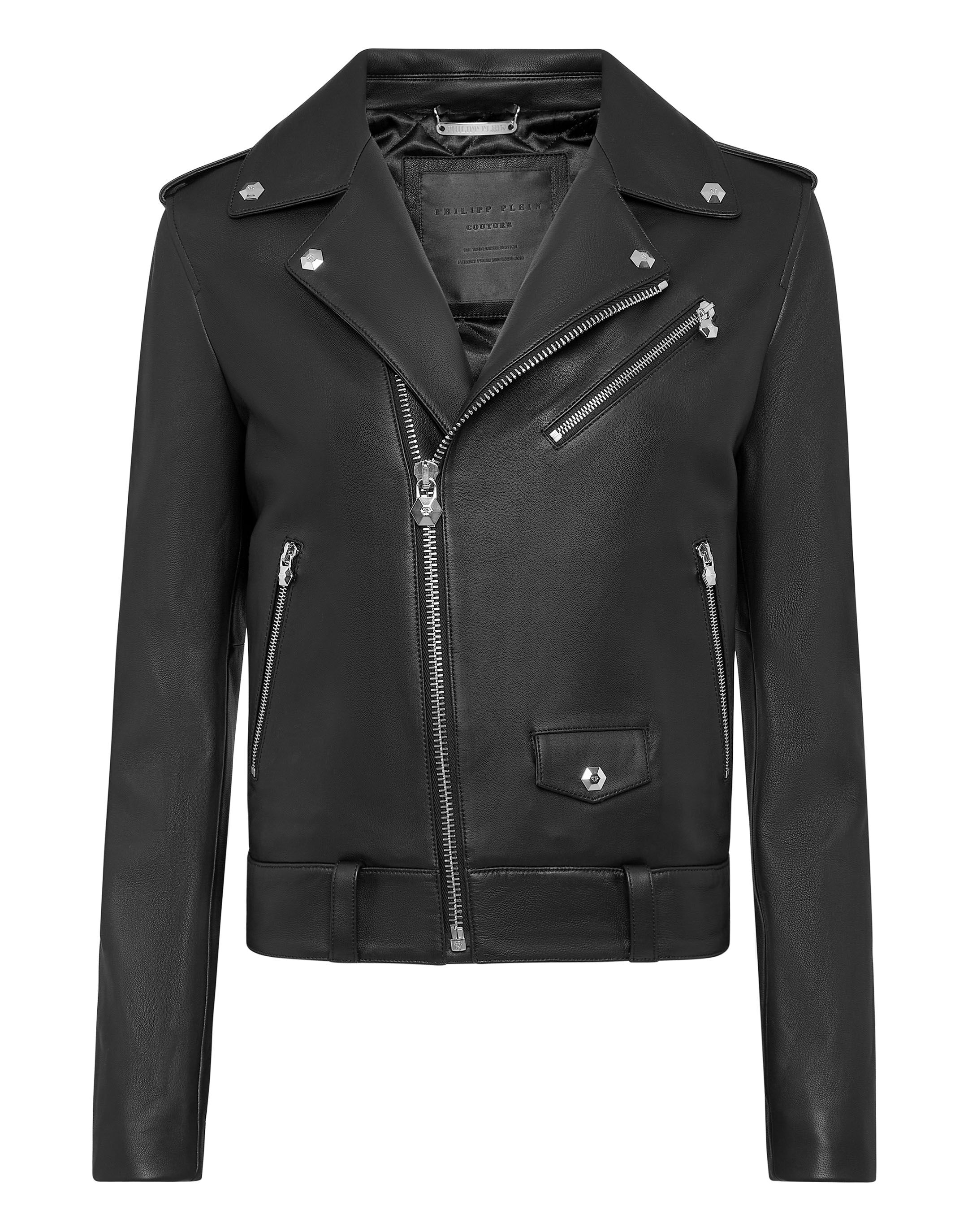 Biker Leather Jacket Philipp Plein Outlet