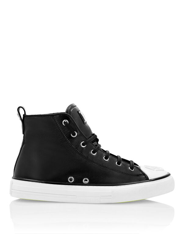 Laminated Leather Hi-Top Sneakers Megastar