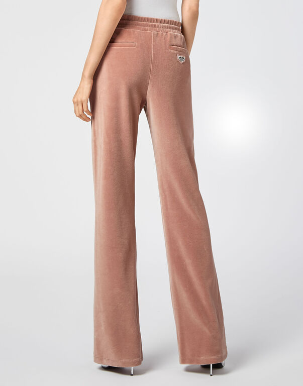 Velvet Jogging Trousers Crystal Chain