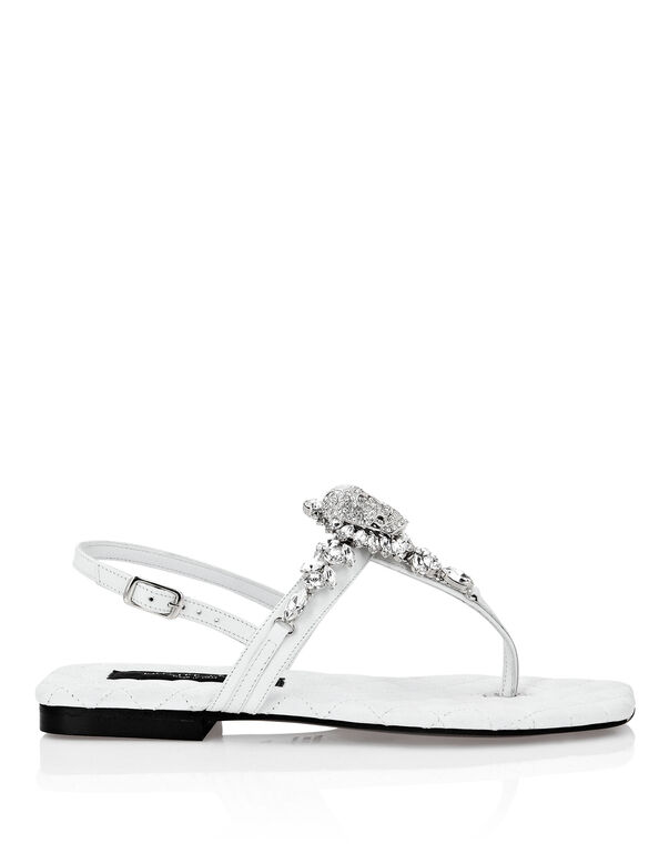 Sandals Flat Crystal Skull with Crystals