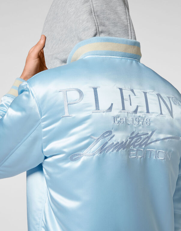 Satin Hoodie College Bomber Iconic Plein