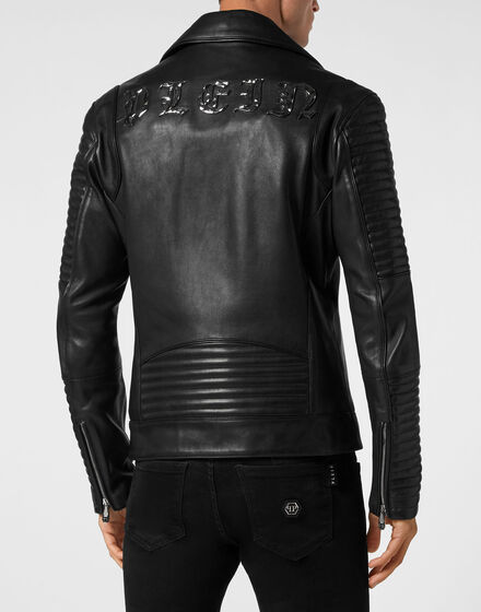 Padded Leather Biker Jacket Gothic Plein