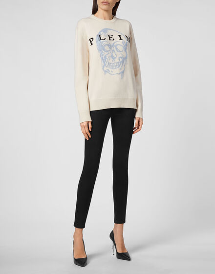 Pullover Round Neck LS Intarsia Skull