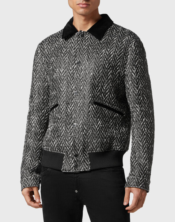 Chevron Collared Bomber Gothic Plein Chevron Collared Bomber Gothic Plein