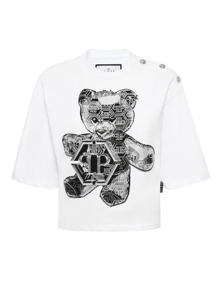 Cropped Round Neck T-Shirt 3D Teddy