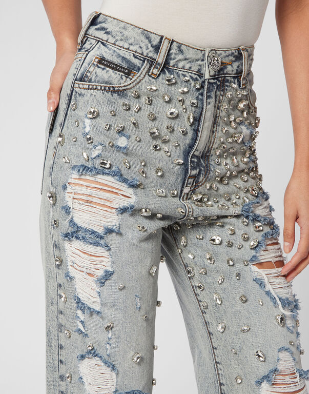 Denim Trousers Palace Fit Crystal