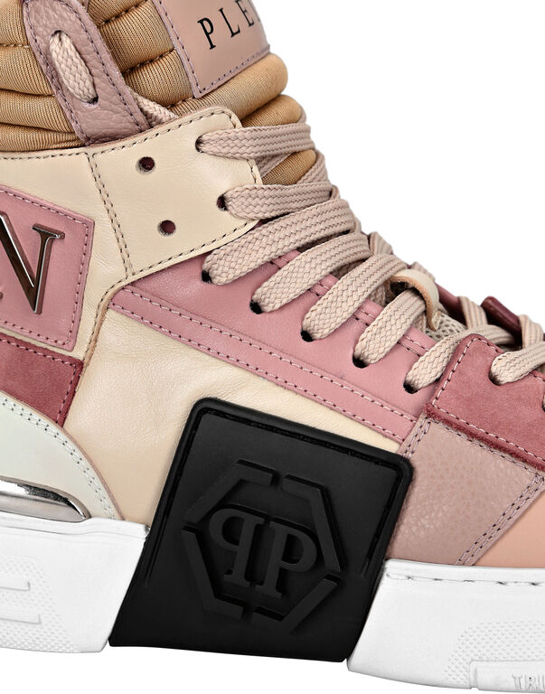 Leather Hi-Top Sneakers Mix Leather Hexagon