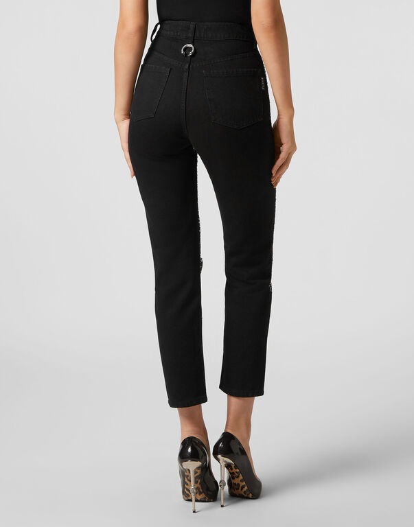 Denim Trousers Boyfriend Fit Crystal