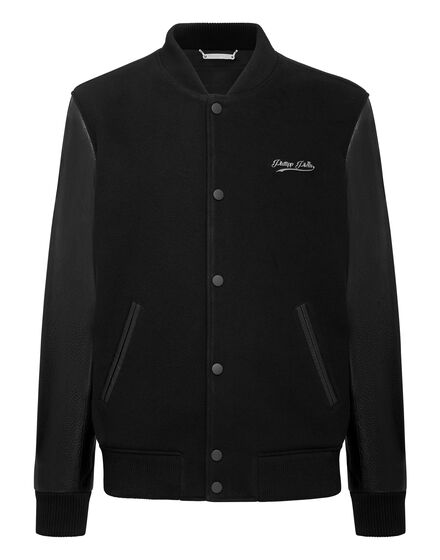 Bomber with Leather sleeves Signature