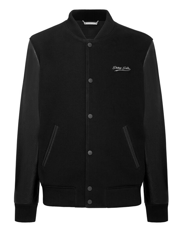 Bomber with Leather sleeves Signature