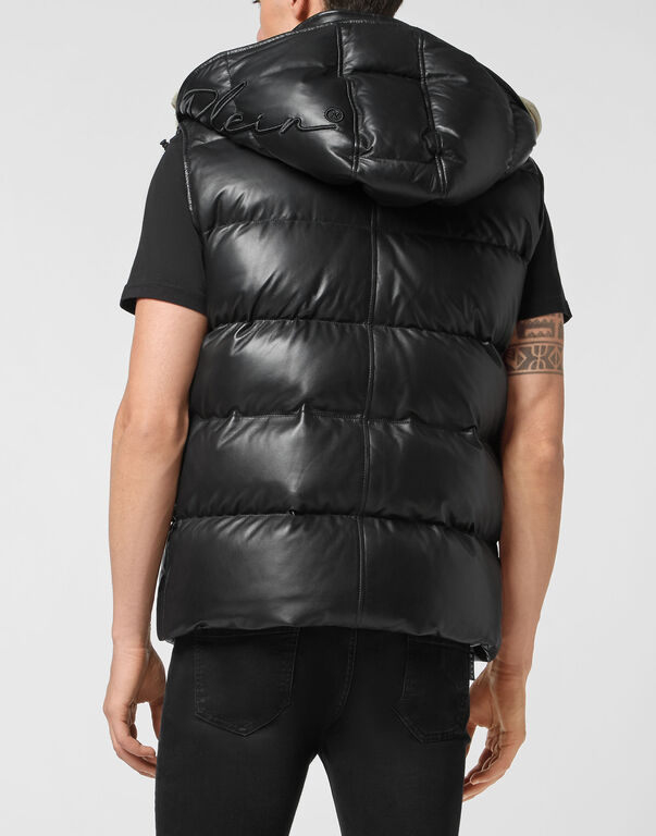 Soft leather Vest Short Iconic Plein