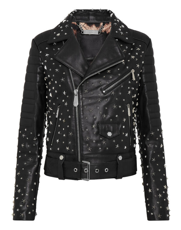 Leather Biker oversize stars Studs