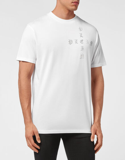 T-shirt Round Neck SS Gothic Plein with Crystals