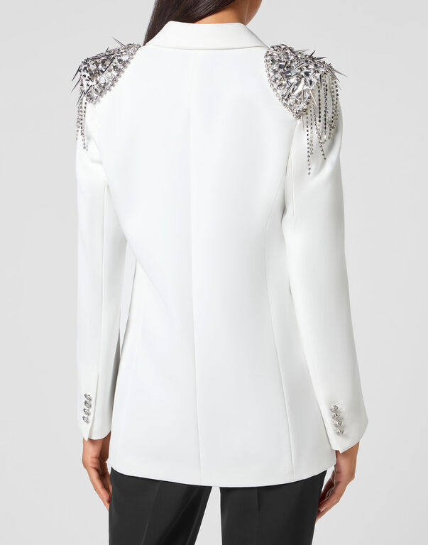 Double-Breasted Blazer with Crystals