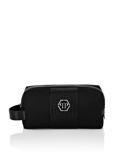 Croco Effect Canvas Beauty case