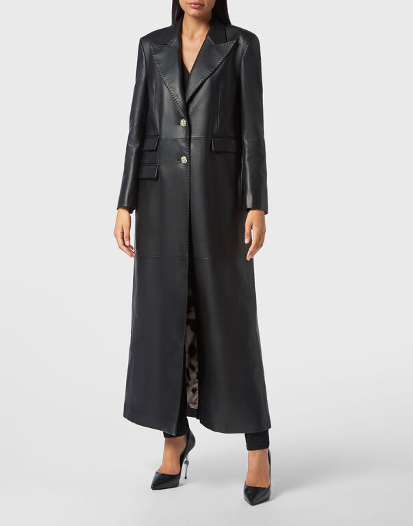 Leather Extra Long Coat
